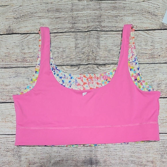 Fabletics | Tops | Fabletics Reversible Pink Sports Bra With Colorful ...